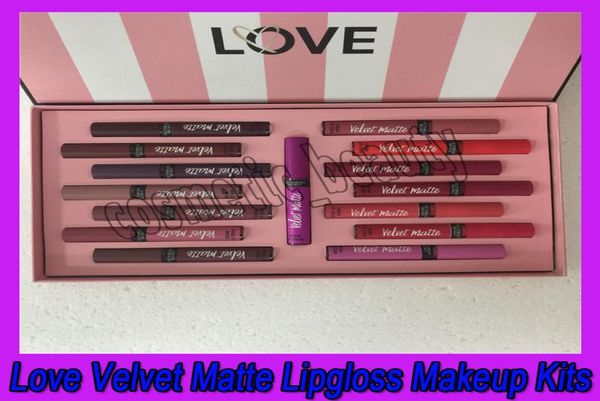 15 Farbe Love Velvet Matte Cream Lippenfärbung Gloss Set flüssiger Lippenstift Langlastende Feuchtigkeit Lipgloss Lip Makeup Kits1621688