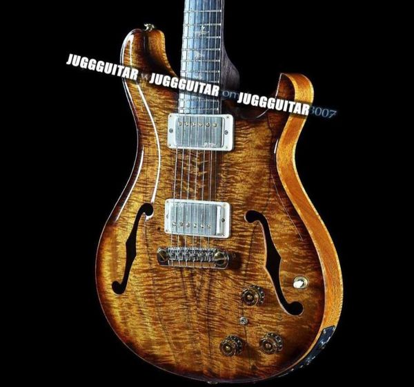 Paul Reed Hollowbody II Final de cetim natural de cetim natural Koa Bolsa de ébano de guitarra elétrica de guitarra elétrica vintage abalone b4984871