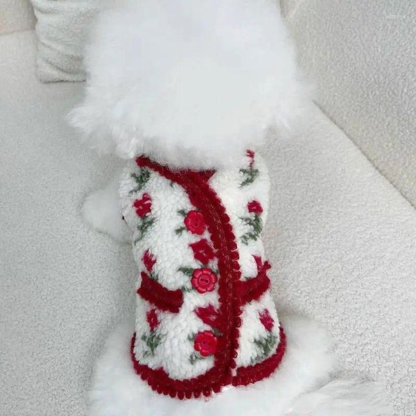 Abbigliamento per cani Giacca per vestiali per pet per abbigliamento per cognome per abbigliamento peluche Cani di cotone simpatico chihuahua Stampa mascota rossa inverno autunno inverno