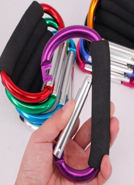 12 cm große Größen praktische tragbare Hangschnalle Carabiner Snap Hook Wanderhaken Aluminiumlegierung Carabiners Keyring mit EVA Sponge Handle1360768