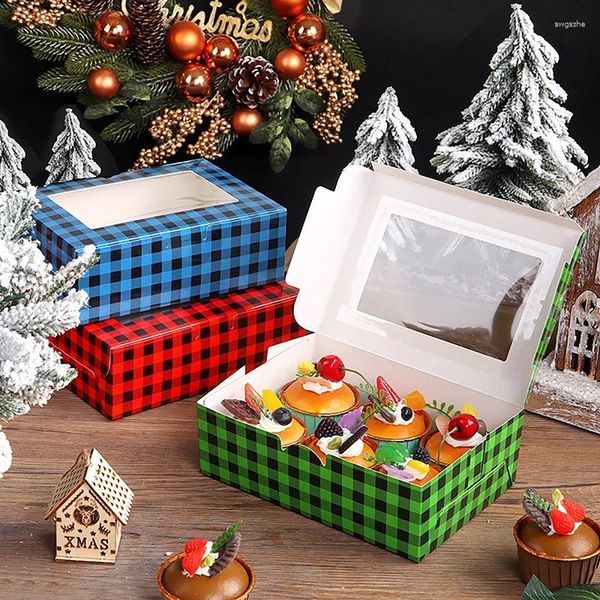 Confezione regalo per imballaggi per torta natalizia con finestra trasparente per feste in cottura a marffin scatole di caramelle