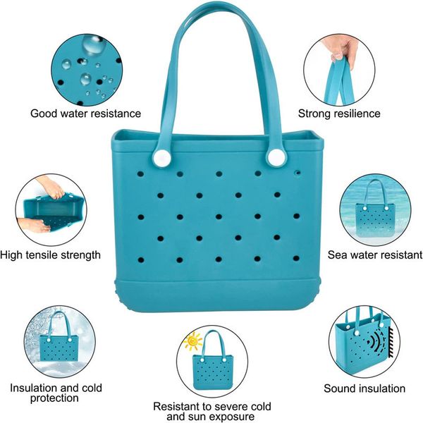 2024 Designer feminina Eva Bogg Bag Fashiontote grande shopping Basket Bags Lady H195i Armazenamento lavável Praia de praia Bolsa de pântanos Eco geléia