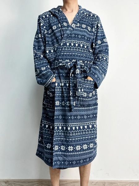 Abbigliamento da casa Schinotch da uomo inverno in vernice polare vetta per notte manica lunga con cappuccio accogliente e calda.