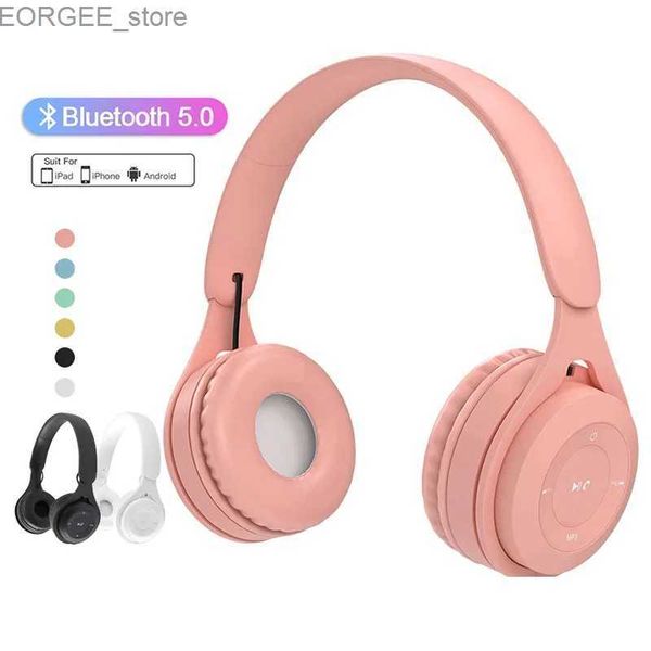 Telefone celular fones de ouvido Macaron Headphones Kids Wireless Bluetooth fone de jogo de estéreo Bluetooth fone de jogo com gamera de microfone para tablet móvel y2404076kb2