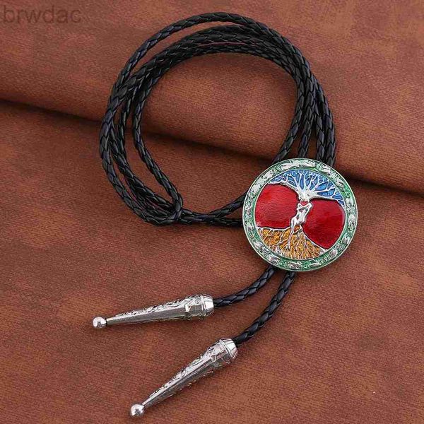 BOLO Ties European e American Nuovo stile Tieta Bolo Tie Tiet Wisdom Craping da uomo Collana in pelle da uomo alla moda 240407