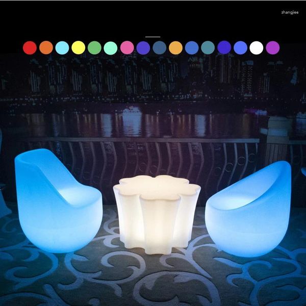 Camp Furniture Recarregável Tocão LED luminoso Tabela 70 68 46cm PLÁSTICA PLÁSCO