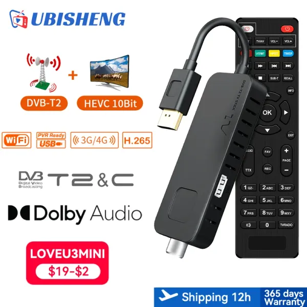 Box ubisheng u3mini dvbt2 digitale terrestrische decoder HD1080p Mini TV Stick H.265 HEVC 10BIT MINI DECODER SET Top Box Ondersteunin