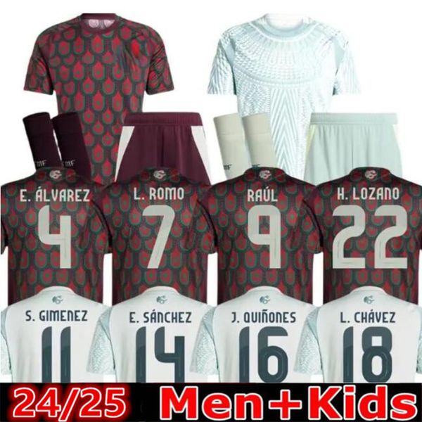 Novo 2024 2025 Jersey de Méxos Home Away Soccer Jerseys Mens Kit Kit 24 25 Méxicos H. Losano Chicharito C. Velá Jersey de futebol uniforme da camisa