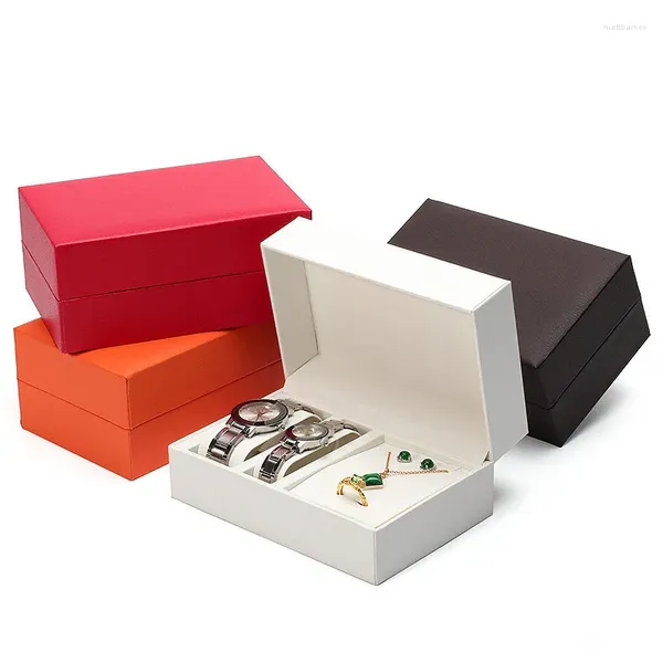 Schmuckbeutel 1 PCs 16.5x10.8x7.2cm Orange/Weiß/Schwarz/Busch/Kaffee PU Watch Box Paar Paar Halskette Set Geschenk