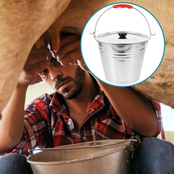 Retire os recipientes com o balde de leite premium de aço inoxidável chaleira água doméstica água espessada espessada