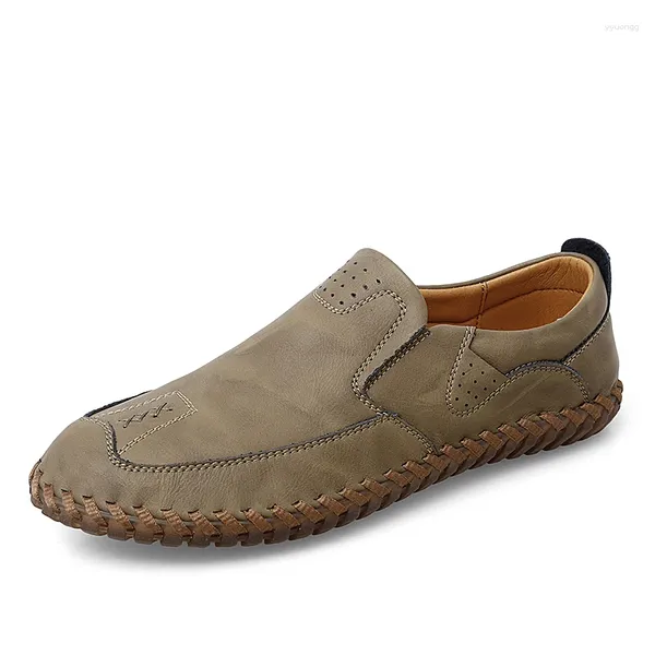 Sıradan Ayakkabı Erkek Makaraları Çalışma Güvenliği Loafer Flats Penny Fisherman Deri Kayma Düşük Top Bahar Yuvarlak Toe Erkek H için