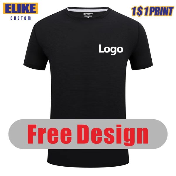 Elike Sport Sport de camiseta rápida de bordado personalizado Brand de poliéster de poliéster Homens e mulheres roupas verão 8 cores Breathab 240328