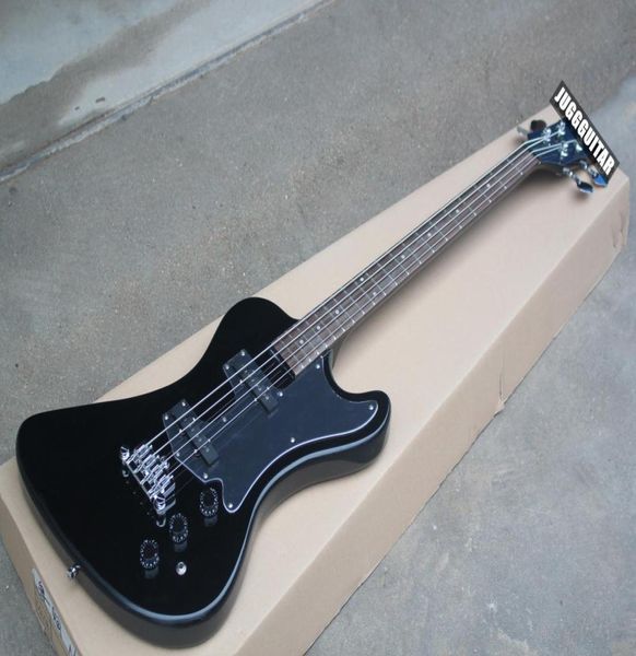 Редкие 4 струны Krist Novoselic KN Signature RD Черная электрическая басовая гитара черная пикгарда Хром -оборудование для розового дерева.