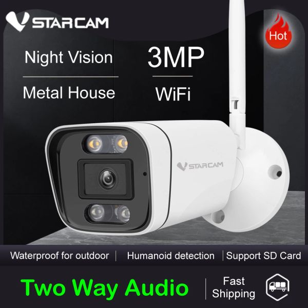 Intercom VStarcam CS58 WiFi IP Camera 3MP 1296p Wireless P2P CCTV Bullet Security Audio Talk Audio Talk Camera IP66 Waterroof Night Vision