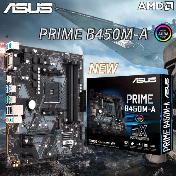 Anakartlar B450m Anakart AM4 Ryzen CPU Yeni Asus Prime B450ma AMD B450 CHIP 4XDDR4 128GB PCIE 3.0 M.2 SATA III Mikro Atx