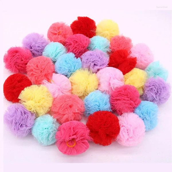 Köpek Giyim 2/6pcs Pet Head Flower Klasik Klasik Küçük Top Paragraf Saç Aksesuarları Tımarlama Araçları Elastik Bant Malzemeleri