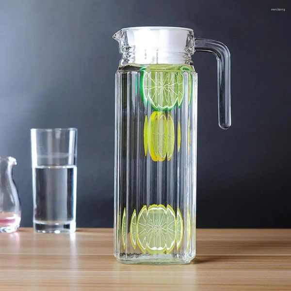 Garrafas de água Conjunto de jarros de vidro de 2 jarros com design de bico sem derramamento para arremessador de capa de capa de grau de geladeira transparente