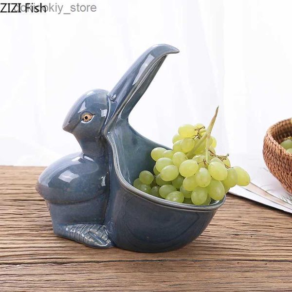 Artes e artesanato Pelican Sculpture Storee Box Ornamentos Discos -chave Placas de frutas Caixa de sabão Stoe Bandejas de desktop Oranizer lanche bandejas Candy Platel2447