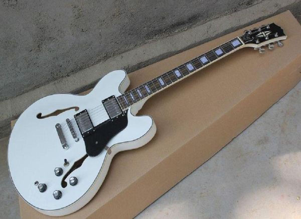 WULS Nuovo arrivo 335 LP Custom Semi Hollow Jazz White Electric Guitar 232937406