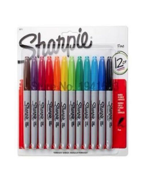12 colori American Sanford Sharpie Segnali permanenti Marcatore Eco Friendly Pen Sharpie Fine Point Permanent Marker 9934892
