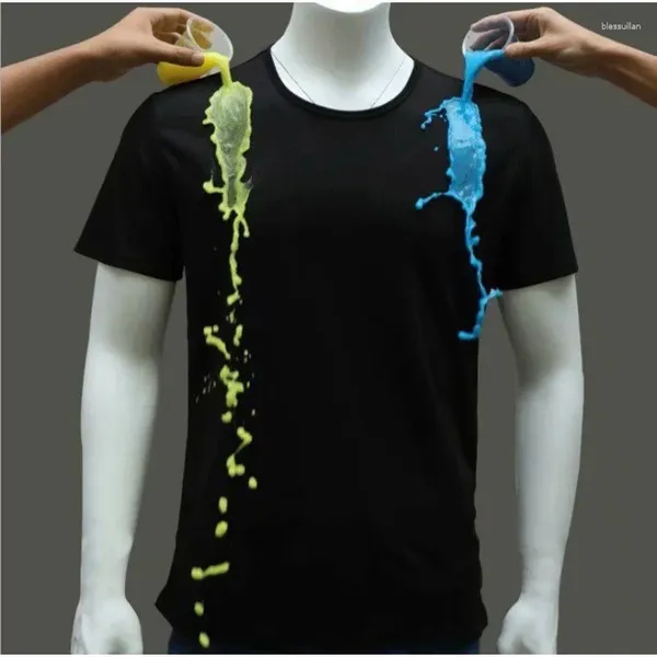 Herren T-Shirts Herren Atmungsaktiv T-Shirt Sommer hydrophobe wasserdichte schmutzfreie Tops Färbung resistentem Stoff Smart Minimalist Hemd