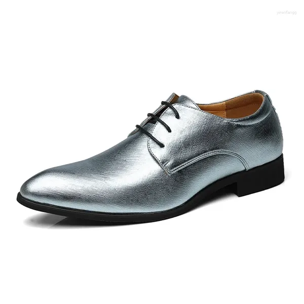 Sapatos de vestido Tamanho 38-48 Designer Derby Mans Homens apontados para italiano Office Wedding Formal Red Green Silver