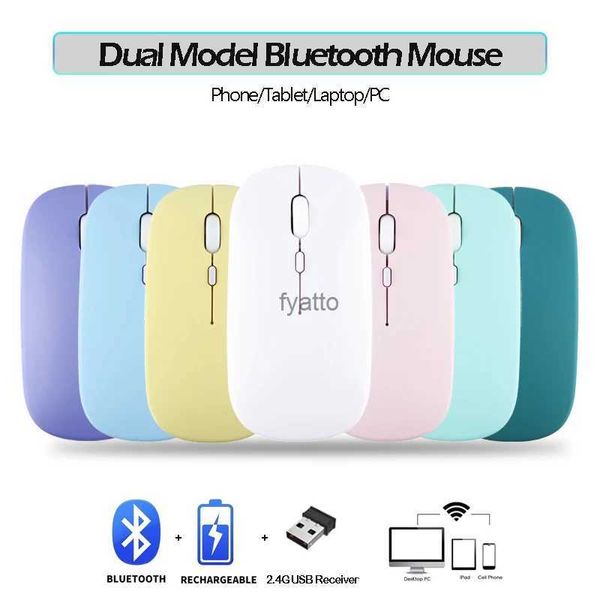 Ratos silenciosamente o mouse sem fio carregamento dula model tablet bluetooth compatível adequado para ipad/samsung/huawei laptop 2.4g maus h240407