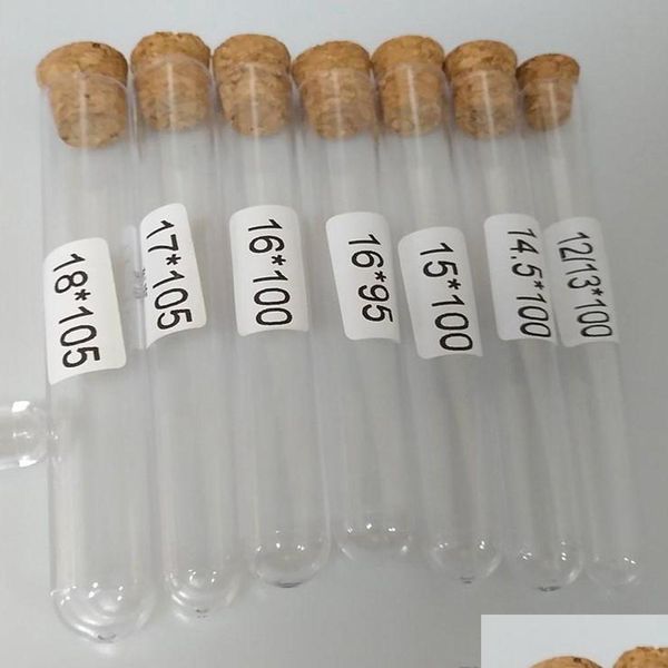 Laboratório de laboratórios por atacado 1000pcs tubo de ensaio plástico com molhos de cortiça suprimentos l 7ml 10ml 12ml 15ml 20ml Industrial MRO Claro Cosmético se dhtyc