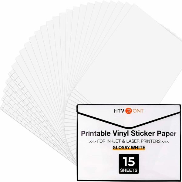 Drucker htvront 15 Blätter 11x8.5 -Zoll glänzend/mattdruckable Vinyl Aufkleber Papier A4 Selfadhäsive Kopierpapier für Tintenstrahllaserdrucker