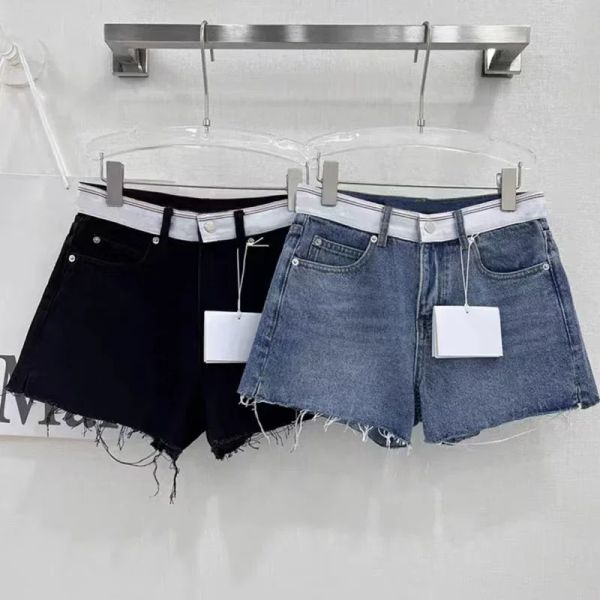 Женщины лето для женщин короткие штаны, дамы 2023 Новая летняя джинсовая джинсовая джинсовая джинсовая джинсовая джинсовая шорты с двумя цветами горячих шорт