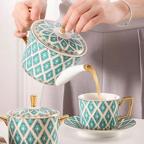 Чайные наборы 11/15 кусочек керамический кофейный чай набор европейский фном -пену чайник кувшин сахарная чаша костя