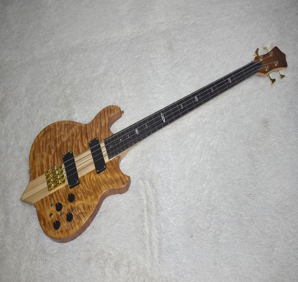 Fabrika Doğal Ahşap Renk 4 StringsNeckthrubodyclouds ile Olağandışı Elektrik Bas Gitar Maple Veneerhigh Kalite Be Cust3141817