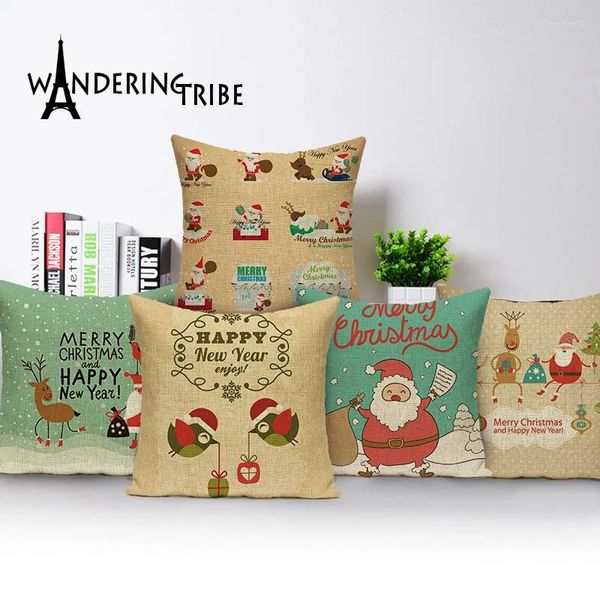 Kissen Weihnachts -Cover Home Textile Santa Claus Muster Quadrathülle Sofa Dekorative Pilow Festival Kissenbezug 45 x