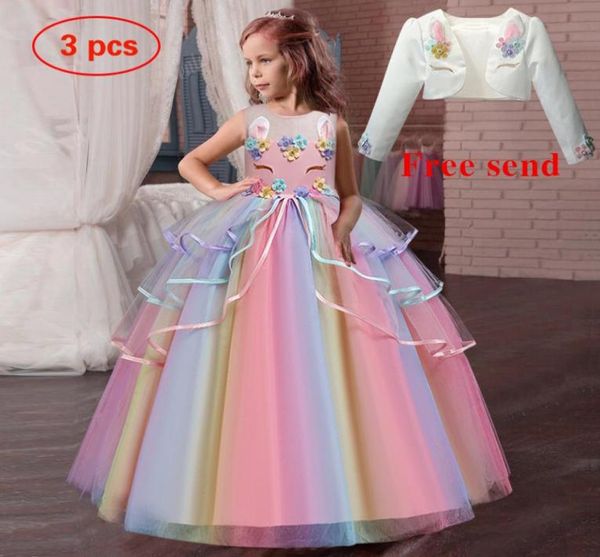 Teen Rainbow Einhorn Weihnachtskleid Girl Cosplay Kinderkleider für Mädchen Party Kleid Kinder Osterkleid Kostüm 6 10 14 Y1981964