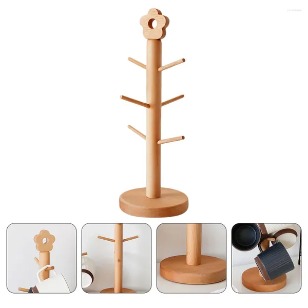 Armazenamento de cozinha 1pc Creative Flower Caneca Stand Multi-Purnos Keys Jewelry Rack (cáqui)