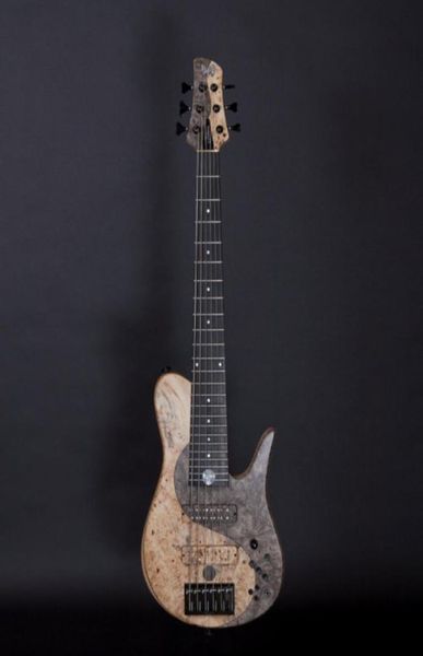 Super raro fod Buckeye Burl Yin Yang Imperial 6 Elite Electric Bass Guitar Neck Thugh Body Ash Corpo Mapero Neck Black Hardware7100677