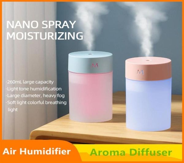 Ezsozoa Humidifier 260ml Mini Aromatherapy Diffuser Spruzzatore portatile Atomizzatore USB Atomizzatore Essenziale LED LED per Auto Auto Home Air Humidifi6843406