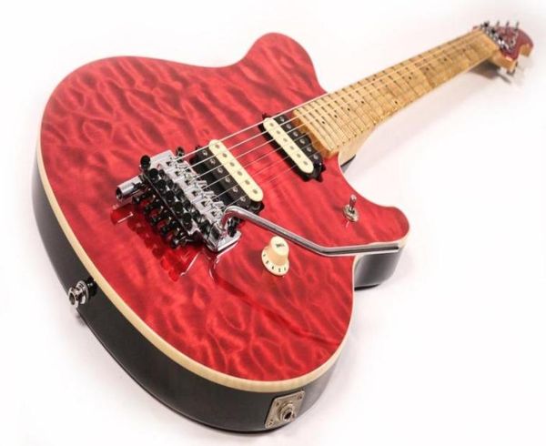 Edward Van Halen Music Man Achse Red Quilted Maple Top E -Gitarre Floyd Rose Tremolo Bridge Verriegelung Nuss Vintage Weiße Tuner1619059