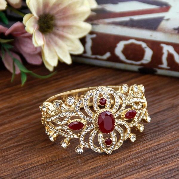 Bangle Sunspicems 18k золотой цвет хрустальный марокко Алжир невеста свадебные украшения цветочный индейка арабский подарок