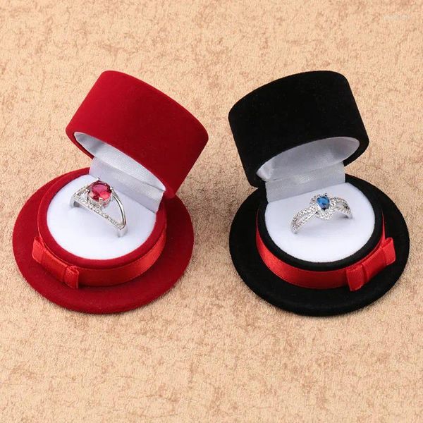 Mücevher torbaları 1 adet güzel kadife hediye kutusu üst şapka alyans kolye kılıfı küpe tutucu sergileme