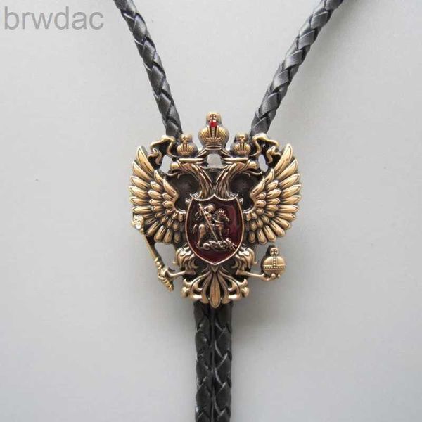 BOLO Ties Antique Gold Russo Impero a doppia testa Eagle Rhinestone cravatta bolo cravatta cravatta 240407