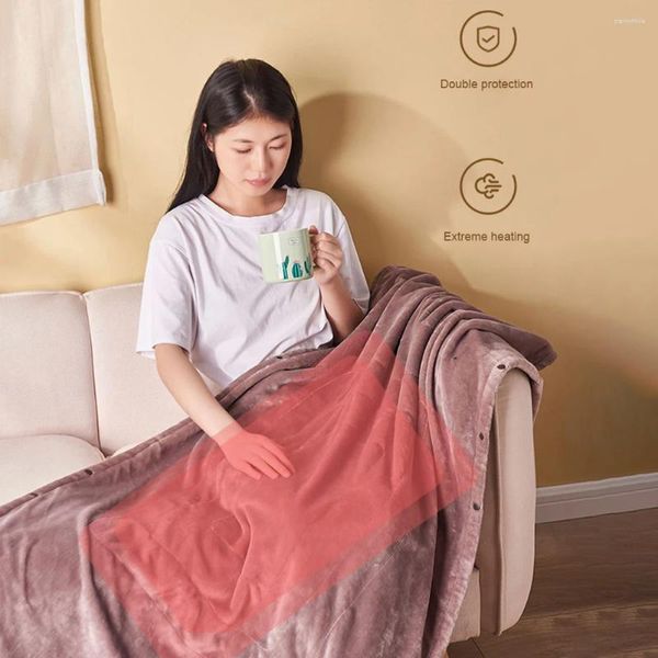 Cobertores Clanta aquecida USB Shawl quente Flanela elétrica Pasta de aquecimento portátil lavável tapete de aquecimento 100/140x80cm