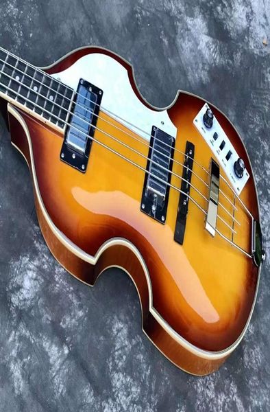 McCartney Ner H5001CT Contemporâneo Violino Deluxe Bass vintage Sunburst Guitar Flame Maple Top Back 2 511b Staple Pick7307434