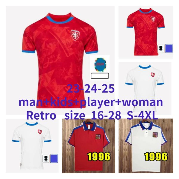 Çek Futbol Forması 2024 Erkekler Tee Çek Cumhuriyeti Futbol Gömlekleri Kırmızı Ev Beyaz Uzak Hlozek Sadilek Futbol Jersey 24 25