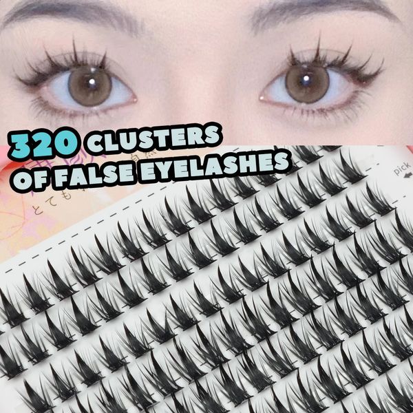 Cílios falsos 320 clusters cílios individuais Livro de cílios misturados Soft Natural Look Fox Eye Korean Clea Makeup Syashes 240403