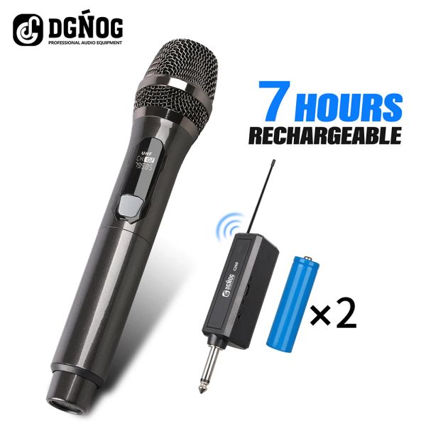 Microfones sem fio Microfone recarregável gravação VHF Karaoke Handheld 30m Range Wireless Dynamic Mic for Singing Church Home Party