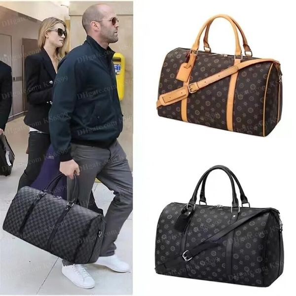 Tasarımcı Duffle Bag Erkek Kadın Moda Seyahat Çantası Büyük Kapasite Fermuarı Açık ve Yakın Kaplamalı Tuval Deri El Eli Fatura Omuz Crossbody Seyahat Çantası Çanta 54cm