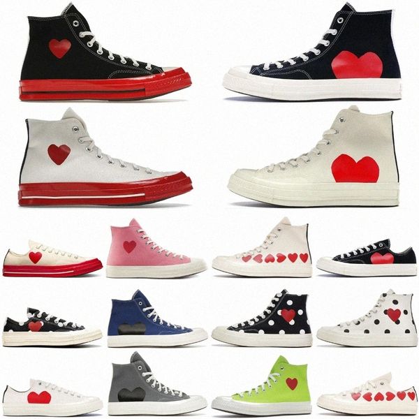 Canvas Love Shoes с сердечным дизайнером High Low Classic Casual Sneakers Платформа Ярко-розовый мульти-сердца белый черный синий 61ou#