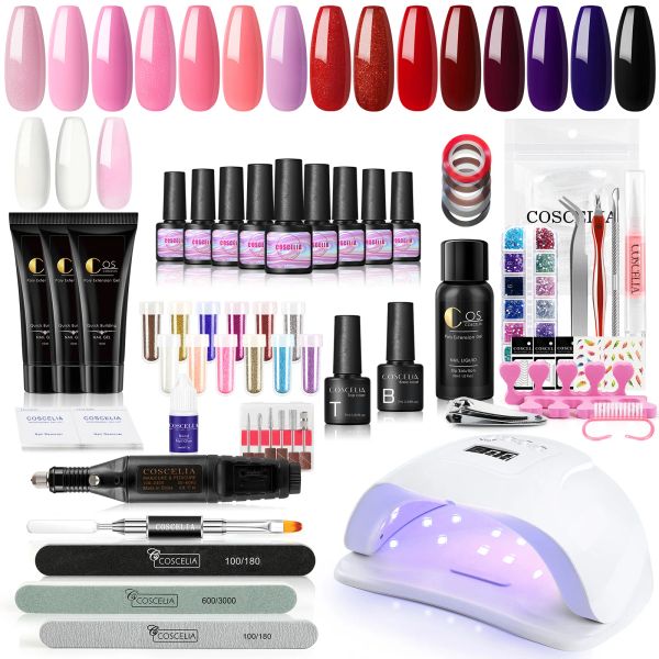 Bits Poly -Nagel -Verlängerungsgel Set mit UV -LED -Lampe halb dauerhaft Lackgel Nagellack Set alle für Maniküre Schlupflösung Nagelkunst