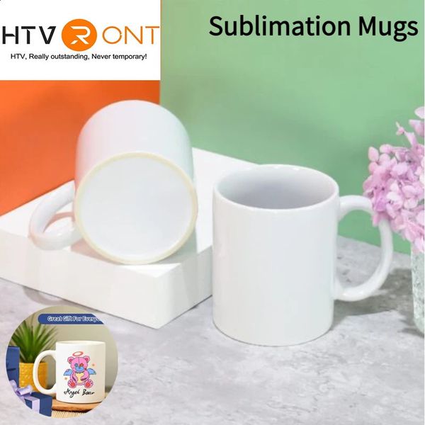 Htvront 126 pacote 11oz Sublimation Canecas conjuntos clássicos de bebidas em branco com alças Presente de caneca de café diy para papel 240407